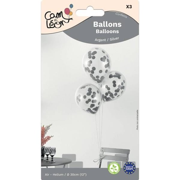 C&L Ballongkonfetti Ø 30 cm - paket med 3 - silver