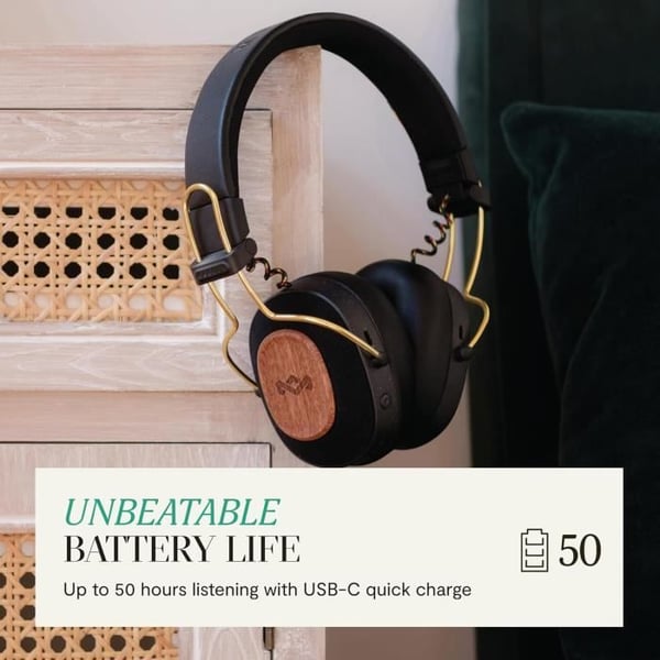 Trådlösa Hörlurar - MARLEY - Positive Vibration Riddim - Bluetooth 5.3 - 50 Timmars Batteritid - Rasta