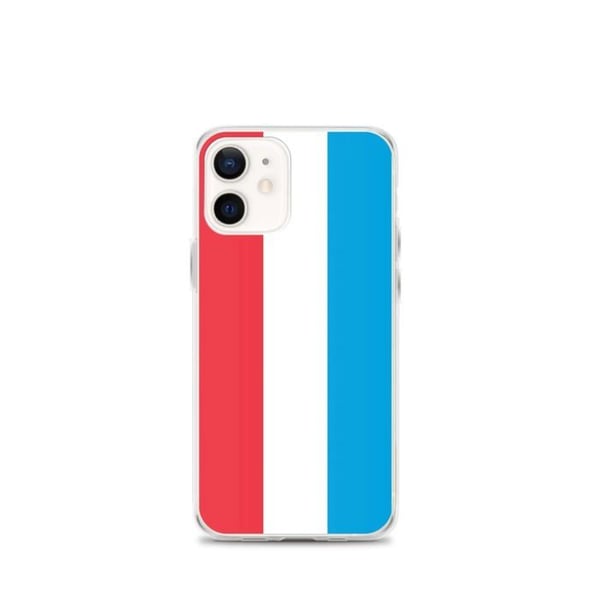 Telefontillbehör – Luxemburgs flagga – Kompatibel med iPhone 12 mini – Mjuk fodral – Slitstark och stötsäker – Silikon – Pixelforma