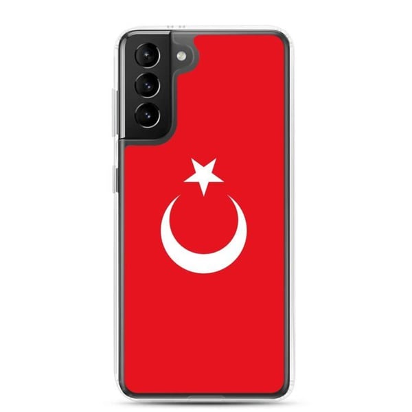 Mobilskal – Turkiets flagga – Kompatibel med Samsung Galaxy S21 Ultra – Mjukt fodral – Slitstarkt och stöttåligt – Pixelforma