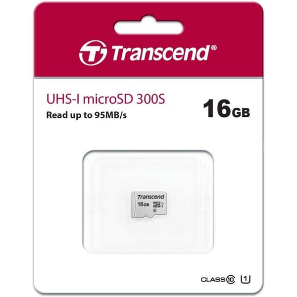 TRANSCEND 300S flashminneskort - 16 GB - UHS-I U1 / Class10 - Micro SDHC