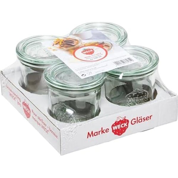 Mini burkar - WECK - Set om 4 - 140 ml - Glas - Frys- och diskmaskinssäker