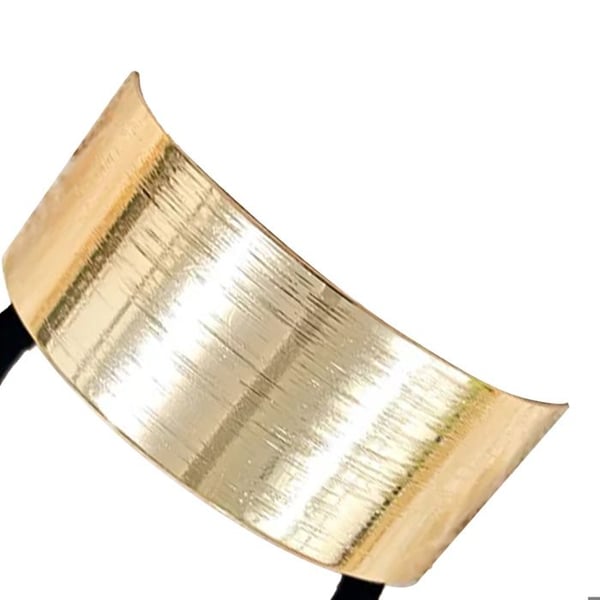 Gummiband för hår med rektangulär guld svart ring med skåror