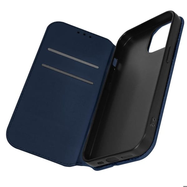 Plånboksfodral för iPhone 15 Plus med magnetlock och stöd i midnattsblå
