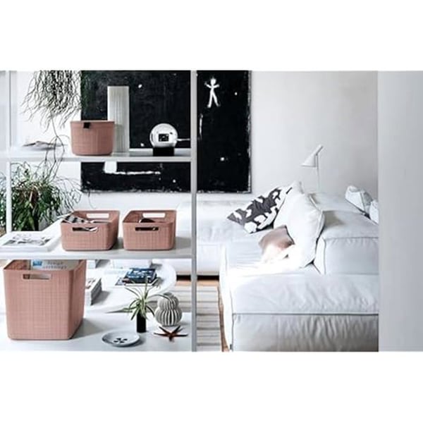 Förvaringslåda - CURVER - Jute Box - Rosa - 2L - Diameter 17,1 cm - Höjd 12,6 cm