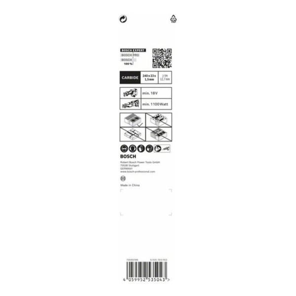 Tigersågblad - BOSCH - S1543HM - 240mm - Karbid - Perfekt för håltegel