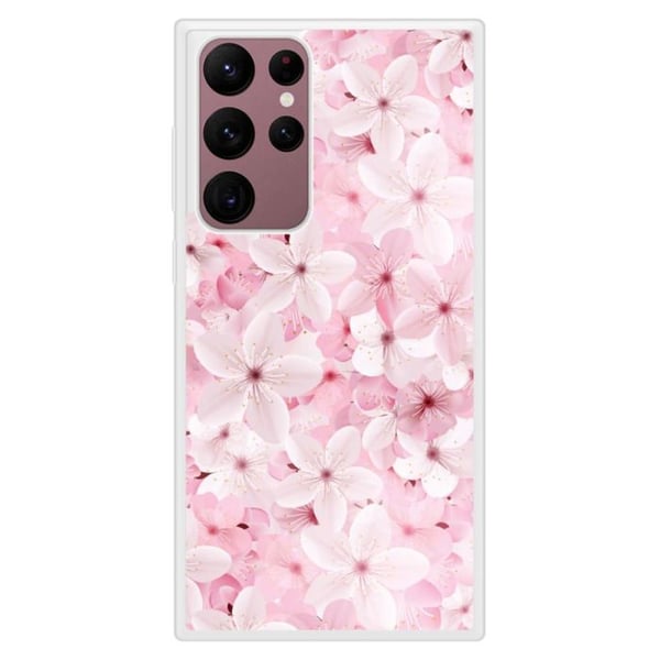 Förstärkt tryckt silikonfodral kompatibel med Samsung Galaxy S22 Ultra Sakura