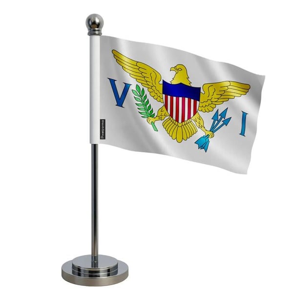 Jungfruöarna USA flagga – 14 x 21 cm – Polyester – Bas Rostfritt Stål – Pixelforma