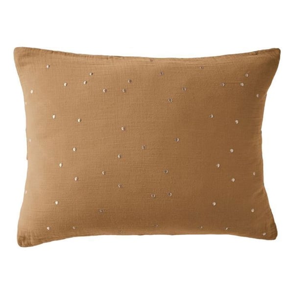 Sängkudde Taie Pois Doré Dekor "Gaïa Chic" 60 x 60 cm & 50 x 70 cm "Gaze de Coton" - Gaïa Chic Kamel - 50 x 70 cm