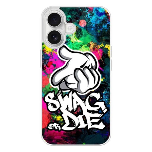 Stöttålig silikonfodral med tryck som är kompatibel med Apple iPhone 16 Swag or die