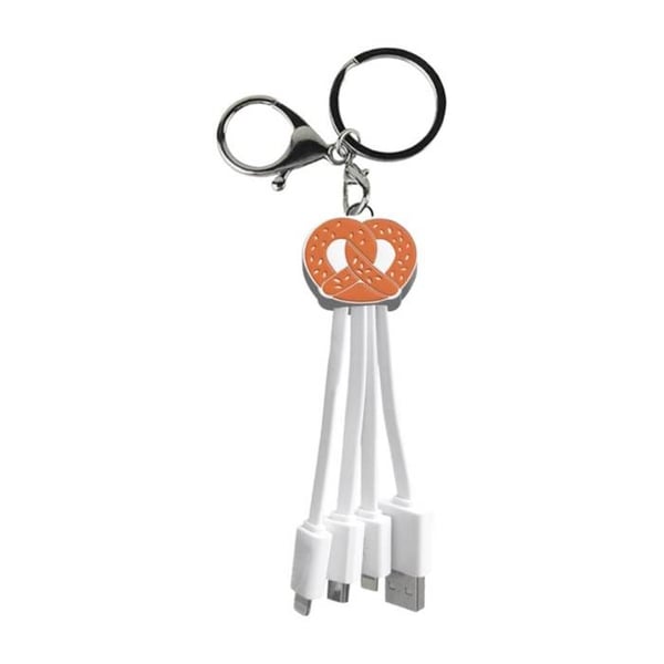Multikontaktsladd - AVIZAR - YELLO KOKO Bretzel - 3 i 1 (USB-A/USB-C/Lightning/Micro-USB) - 0,15 m - Nyckelring 2A