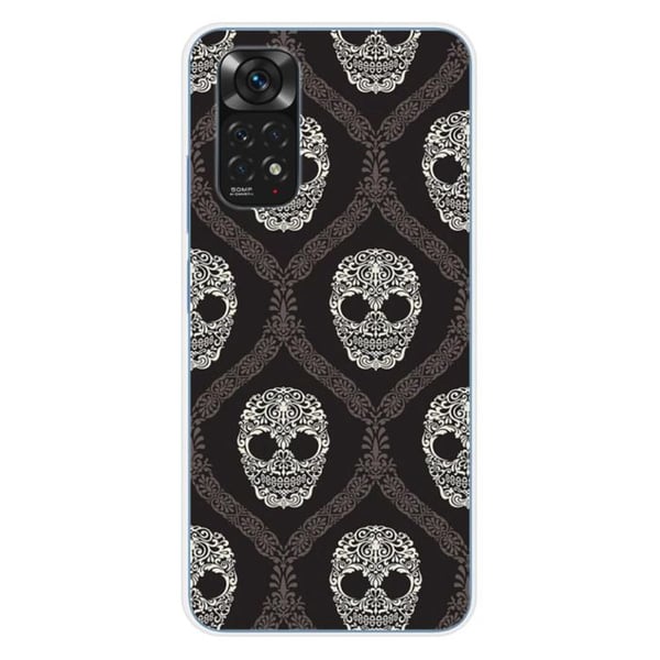 Siliconhölje - Kompatibel med Xiaomi Redmi Note 11 4G - blommigt dödskalle-design