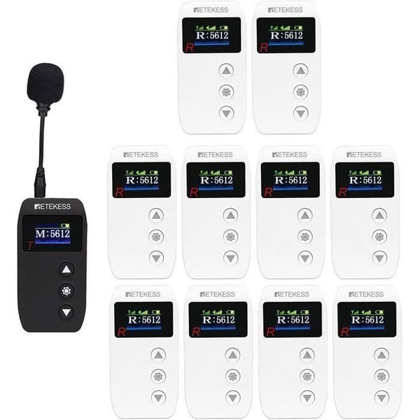 Retekess TT110 System för Turistguide, 2.4G Trådlöst Audioguide-System, 100 M, för Turistguide, Skola
