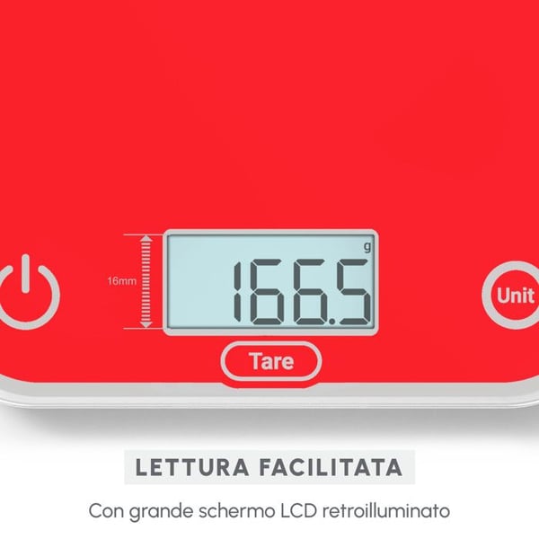 Moulinex BN50U3 Elektronisk Køkkenvægt 5kg Præcision 0,5g Rød i Glas