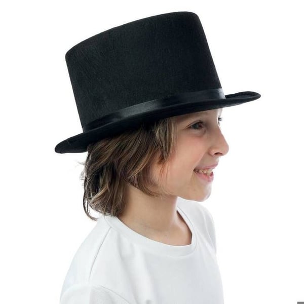 Barn cylinderhatt - Märke - Svart - Filt - Modeaccessoar