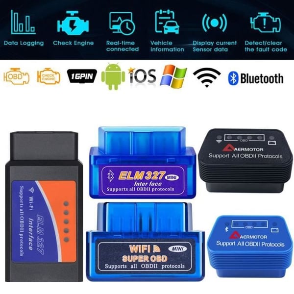Pour BMW E90 E46 E60 E39 E36 E87 E84 X5 E70 X3 X6 M3 M5 WIFI ELM327 OBD2 Skanneri Bluetooth ELM327 OBD2 Skanneri Sininen