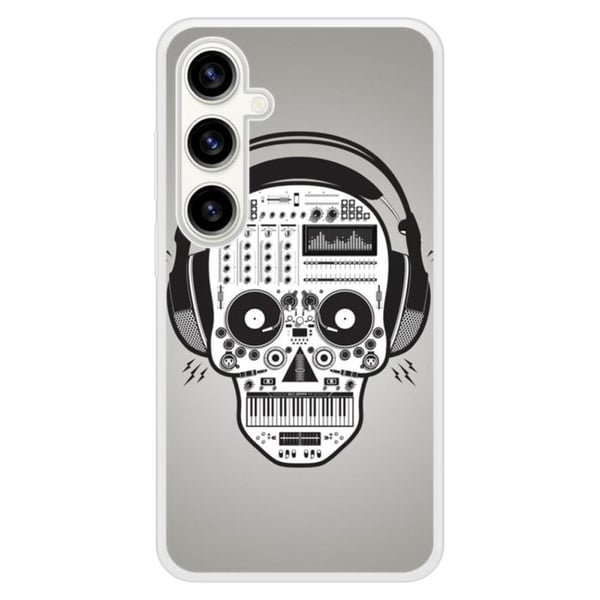 Siliconförstärkt skyddsomslag med tryck som är kompatibelt med Samsung Galaxy S23 FE Skull Music