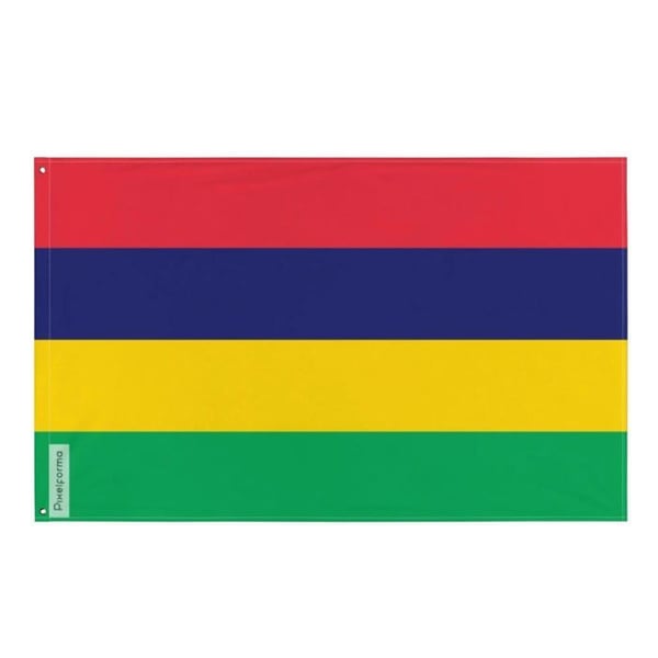 Mauritiusflagga – 90 x 150 cm – Motståndskraftig Polyester – 2 Metallöglor – Inomhus / Utomhus – Pixelforma