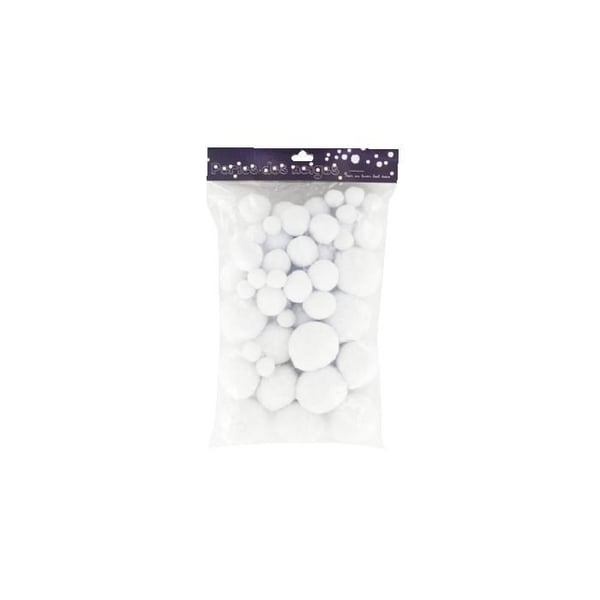 Pompar - 0 - Paket med 72 - Vit - Varierande diametrar - Tyg
