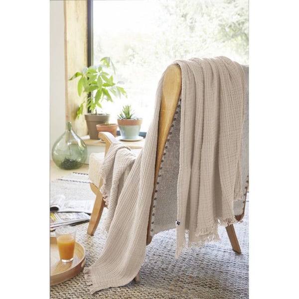 Fransfilt "Gaïa" alla storlekar "Cotton Gauze" - Gaïa Pampa - 130 x 160 cm