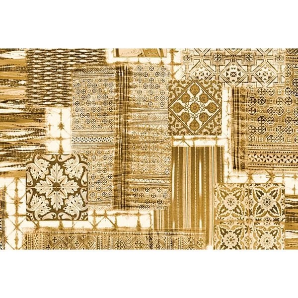 Oriental tapet M1-No.60244 Digitaltryck Gul Vit Patchwork