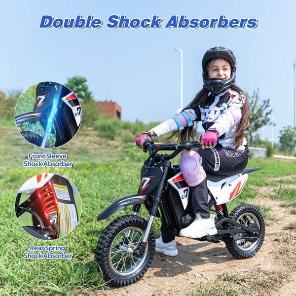 Moto Elektrisk Barn EVERCROSS TECH EV12M Pro, Motor 300W, 3 Hastighetslägen, 15 KM, Däck 12'', Bluetooth Musik Present Rosa