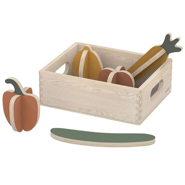 Set med trägrönsaker - FLEXA - Flexa - 6 delar - FSC-björkplywood - Trälåda