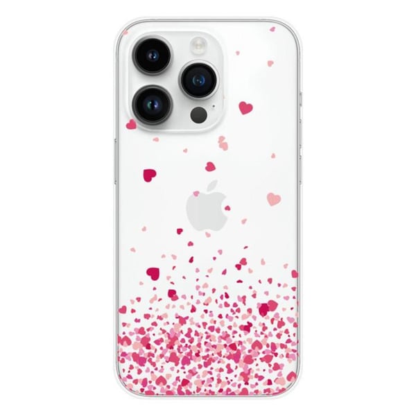 Silicone-fodral - Kompatibel med Apple iPhone 15 Pro - design med rosa hjärtans konfetti