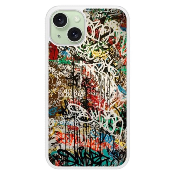 Coque i silikon förstärkt tryckt kompatibel med Apple iPhone 15 Graffiti 1