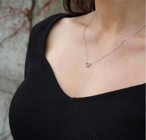Halsband - BENETO - AGS1283/47L - Silver - Hjärta hänge - Kubiskt zirkon