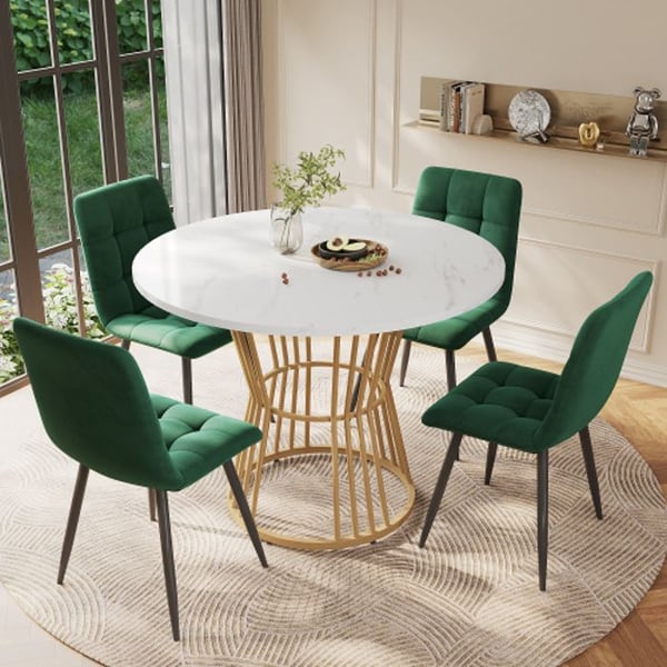 Spisebordsensemble (5 dele), spisebordsensemble med 4 stole, bord med 100 cm diameter