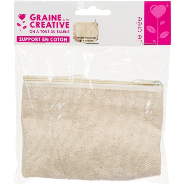 Sminkväska - GRAINE CRÉATIVE - 180x140 mm - 100% bomull - Tvättbar vid 30° - Går att anpassa
