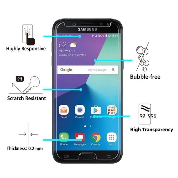 Härdat glas för Samsung Galaxy J7 2017 J730 - [Pack 3] Film för skärmskydd ultrahållbar [Phonillico®]