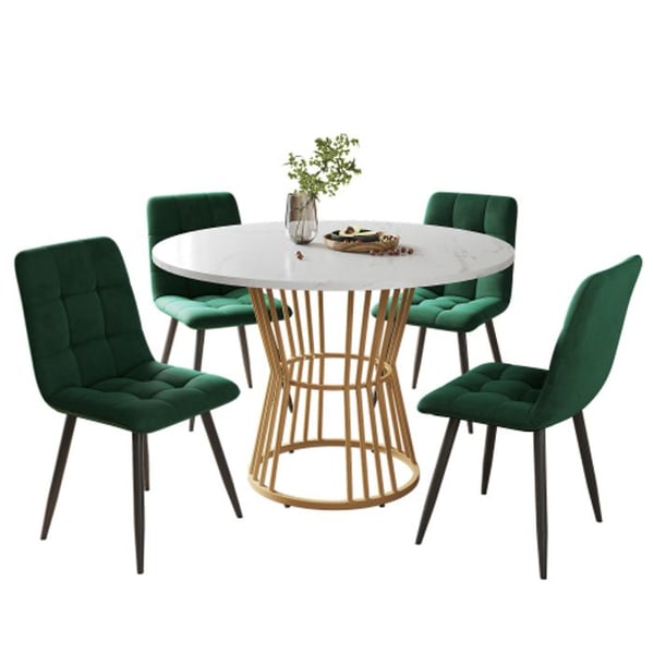 Spisebordsensemble (5 dele), spisebordsensemble med 4 stole, bord med 100 cm diameter
