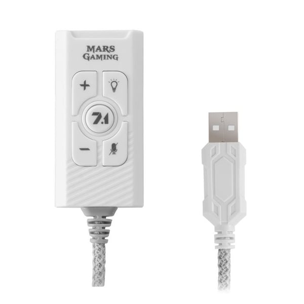 Extern USB-ljudkort - Mars Gaming - MSC2W - Surround 7.1 - Kompatibel med PS5/PC/MAC/SWITCH - Vit färg