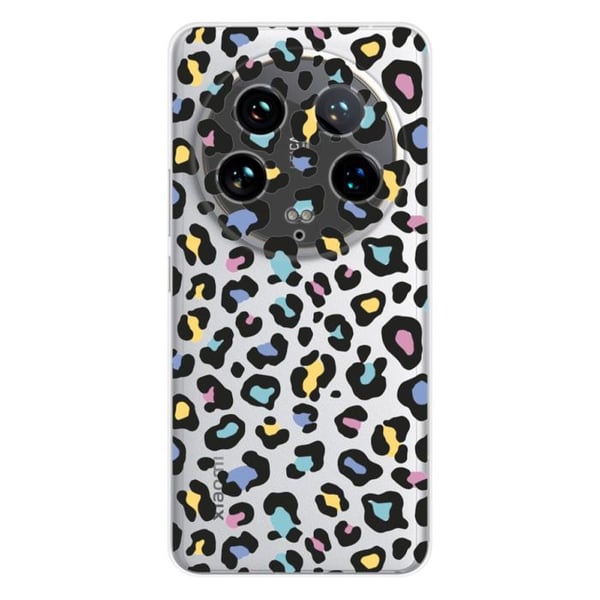 Tryckt silikonfodral som är kompatibelt med Xiaomi 14 Ultra Colorful leopard