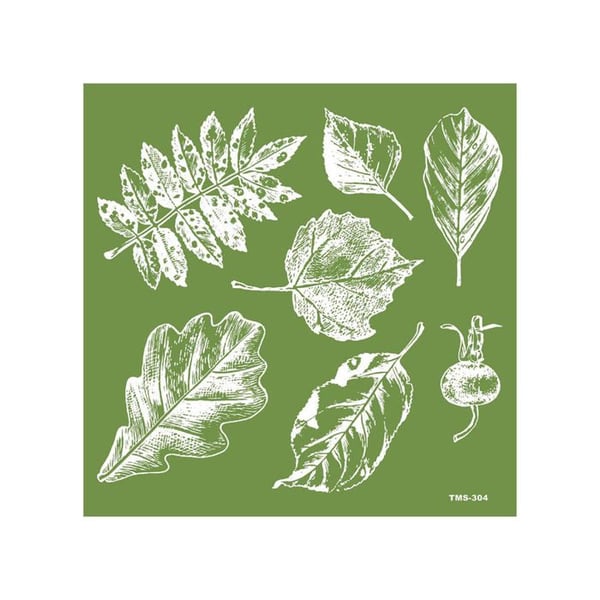 Pochoir siden - MEGACREA DIY - Naturblad - 15 x 15 cm - Återanvändbar - Fin tyg