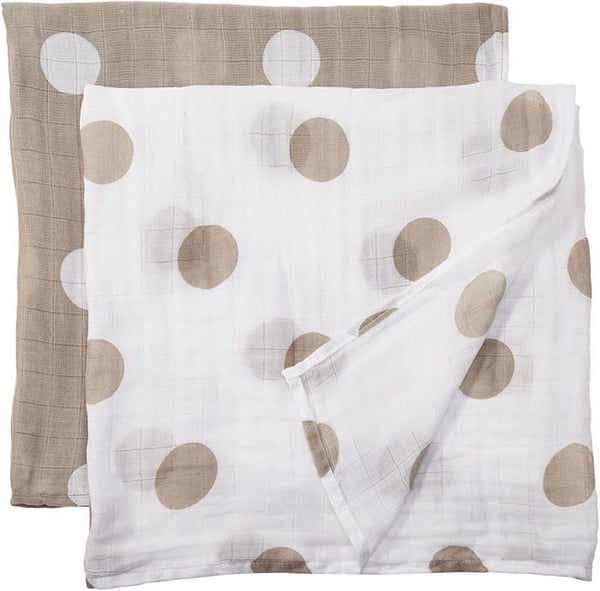 Muslin swaddle pack om 2 - taupe prickar - Vit - Blandat