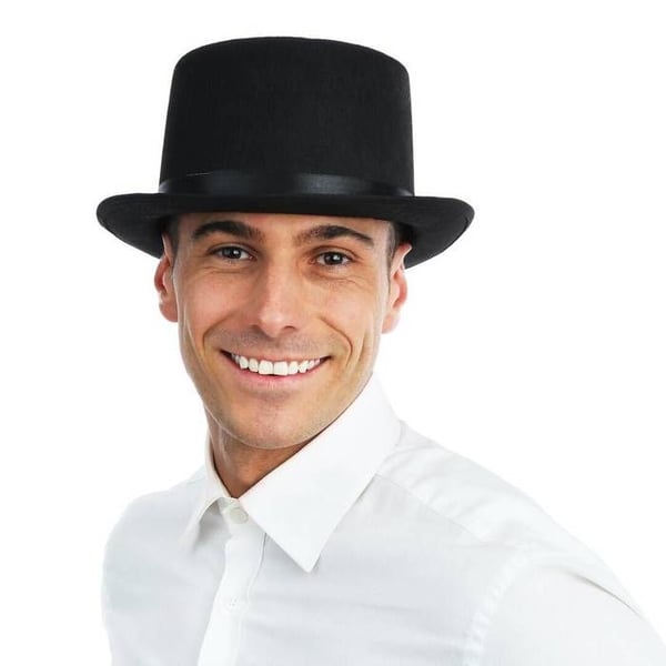 Svart hög hatt - Unisex - Stor modell
