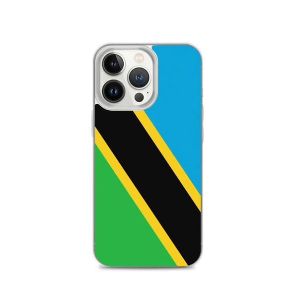 Telefonskal – Tanzanias flagga – Kompatibel med iPhone 13 Pro – Mjuk fodral – Slitstark och stötresistent - Silikon - Pixelforma