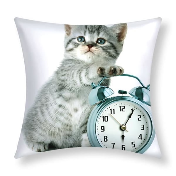 Kuddfodral - AVIZAR - Pack om 2 - 40x40 cm - Kattmotiv - Vintage stil