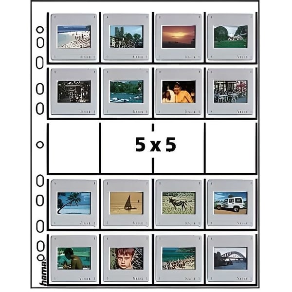 HAMA Fickor för 20 inramade diabilder - Format 5x5 cm - 25 stycken