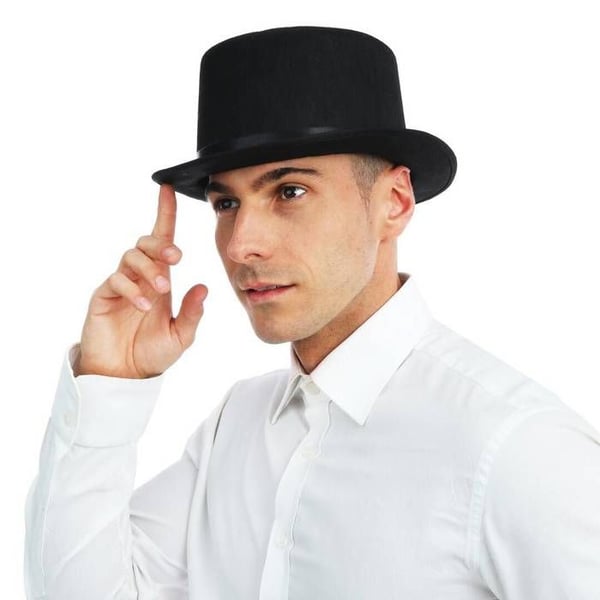 Svart hög hatt - Unisex - Stor modell