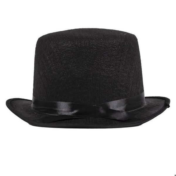 Svart hög hatt - Unisex - Stor modell