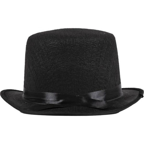 Svart hög hatt - Unisex - Stor modell