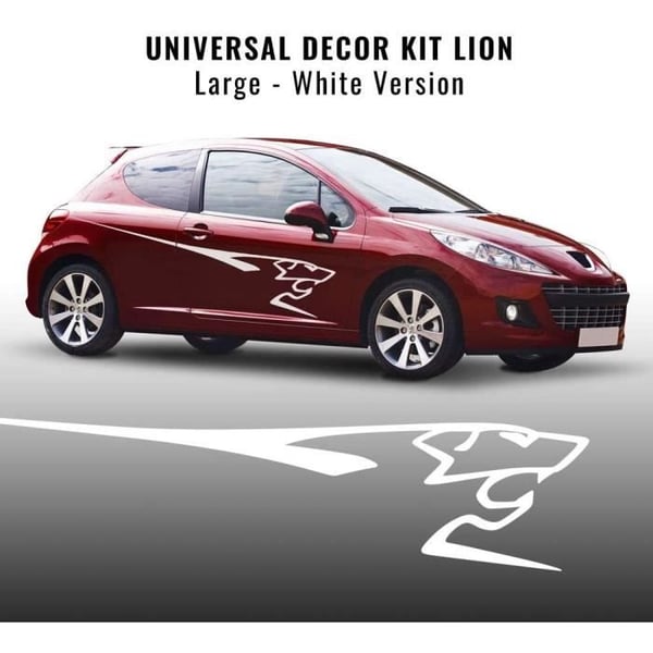 Självhäftande dekorationssats - Peugeot - 207 - 2 delar - 220 cm - Vit