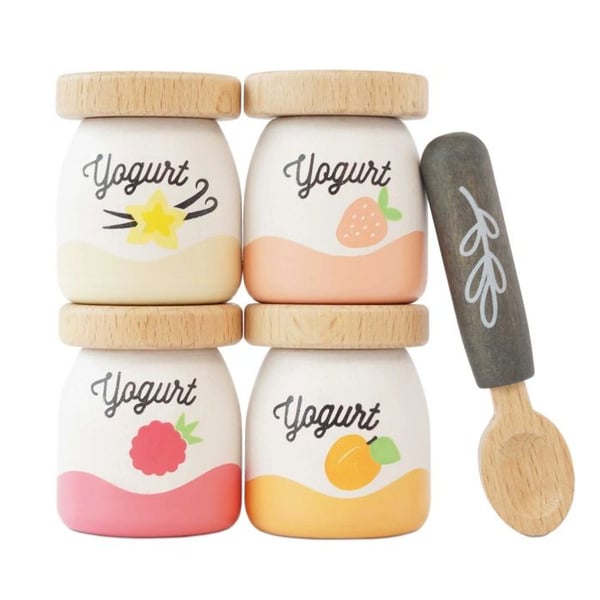 Trädgårdsmöbler i trä - LE TOY VAN - Yoghurtset - 4 burkar - Graverade lock - 3 till 6 år