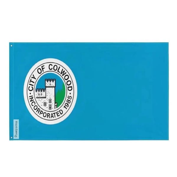 Colwood-flagga – 192 x 288 cm – Hållbar polyester – 2 metallöglor – Inomhus / Utomhus – Pixelforma