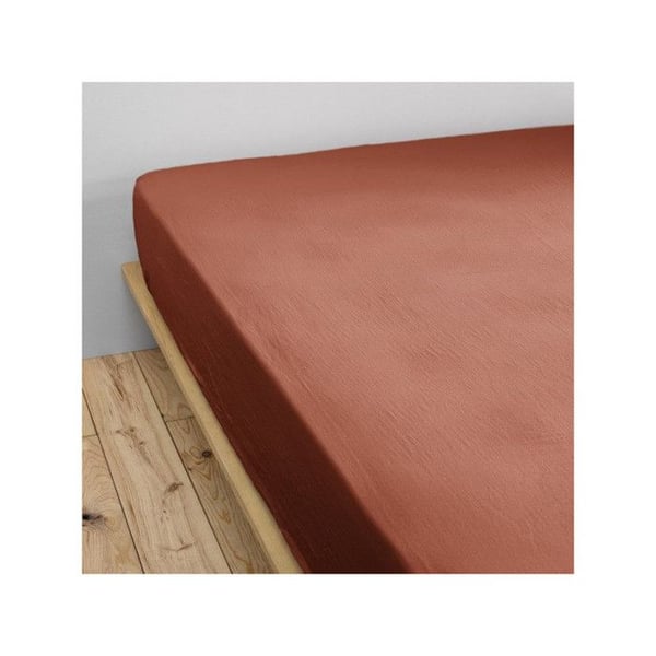 Drap housse "Gaïa" alla storlekar "Gaze de Coton" l'Effet Papillon - Gaia Terracotta - 90 x 200 cm med 30 cm gummiband