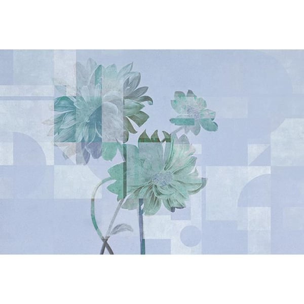 Tapet blommor M1-No.61158 Digitaltryck Blå Grön